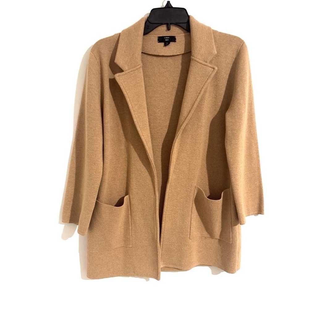 J. Crew Beige Knit Cardigan Preppy Women Cozy Sweater Blazer Sz S Tan Minimalist